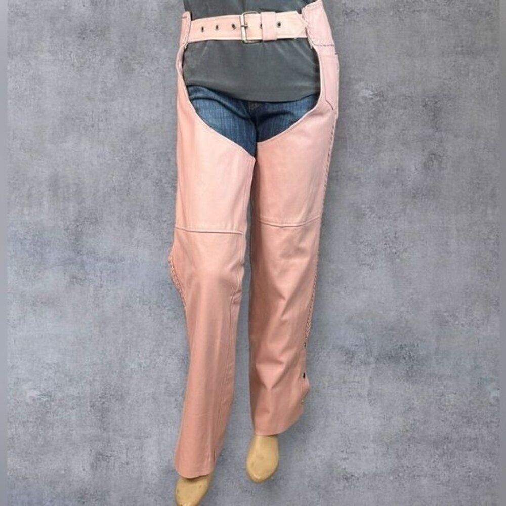 HOT LEATHERS Pink Leather Motorcycle Chaps – Women's Size Small